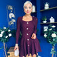Alison Button Detail Mini Dress Plum