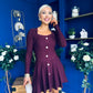Alison Button Detail Mini Dress Plum