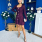Alison Button Detail Mini Dress Plum