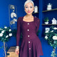 Alison Button Detail Mini Dress Plum