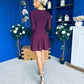 Alison Button Detail Mini Dress Plum