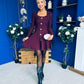 Alison Button Detail Mini Dress Plum