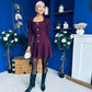 Alison Button Detail Mini Dress Plum