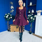 Alison Button Detail Mini Dress Plum