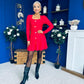 Alison Button Detail Mini Dress Red
