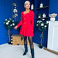 Alison Button Detail Mini Dress Red