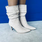 Mag Faux Suede Heel Boots Beige