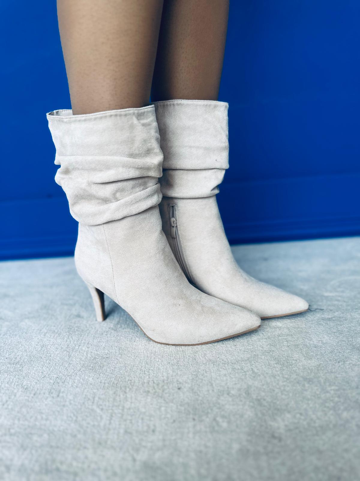 Mag Faux Suede Heel Boots Beige