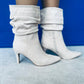 Mag Faux Suede Heel Boots Beige