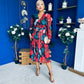 Vanessa Detailed Midi Dress Black Floral