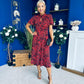 Ashley Puff Sleeve Midi Dress Floral Red