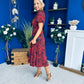 Ashley Puff Sleeve Midi Dress Floral Red