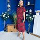 Ashley Puff Sleeve Midi Dress Floral Red