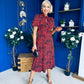 Ashley Puff Sleeve Midi Dress Floral Red