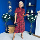 Ashley Puff Sleeve Midi Dress Floral Red