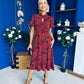 Ashley Puff Sleeve Midi Dress Floral Red