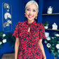 Ashley Puff Sleeve Midi Dress Floral Red