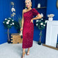 Daniella Sequin Occasion Midi Dress Wine