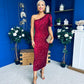 Daniella Sequin Occasion Midi Dress Wine