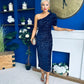 Daniella Sequin Occasion Midi Dress Navy
