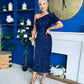 Daniella Sequin Occasion Midi Dress Navy