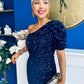 Daniella Sequin Occasion Midi Dress Navy