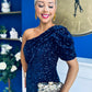 Daniella Sequin Occasion Midi Dress Navy