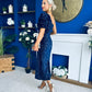 Daniella Sequin Occasion Midi Dress Navy