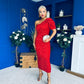 Daniella Sequin Occasion Midi Dress Red