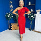 Daniella Sequin Occasion Midi Dress Red