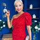 Daniella Sequin Occasion Midi Dress Red