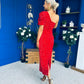 Daniella Sequin Occasion Midi Dress Red
