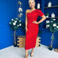 Daniella Sequin Occasion Midi Dress Red