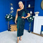 Daniella Sequin Occasion Midi Dress Forest