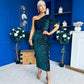 Daniella Sequin Occasion Midi Dress Forest