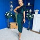 Daniella Sequin Occasion Midi Dress Forest