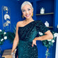 Daniella Sequin Occasion Midi Dress Forest