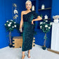 Daniella Sequin Occasion Midi Dress Forest