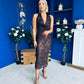 Paula Sequin Detail Halterneck Dress Coco