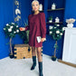 Ann-Marie Cord Mini Shift Dress Burgundy