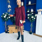 Ann-Marie Cord Mini Shift Dress Burgundy