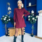 Ann-Marie Cord Mini Shift Dress Burgundy