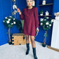 Ann-Marie Cord Mini Shift Dress Burgundy