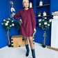 Ann-Marie Cord Mini Shift Dress Burgundy