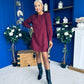 Ann-Marie Cord Mini Shift Dress Burgundy