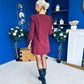 Ann-Marie Cord Mini Shift Dress Burgundy