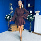 Katie High Neck Mini Dress Polka Chocolate