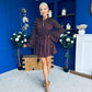 Katie High Neck Mini Dress Polka Chocolate