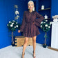 Katie High Neck Mini Dress Polka Chocolate