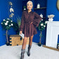 Katie High Neck Mini Dress Polka Chocolate